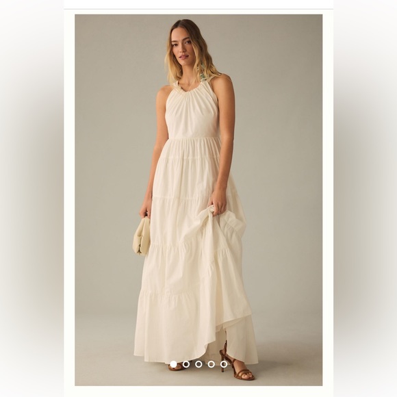 Anthropologie Forever That Girl Tiered Ruched Back Bow Dress